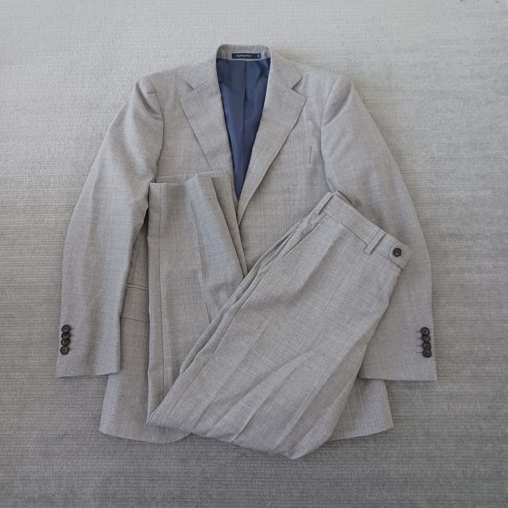 Suitsupply Lazio Suit Mens 44 EU Gray Slim Fit Pant 30x28 Wool Made in Italy